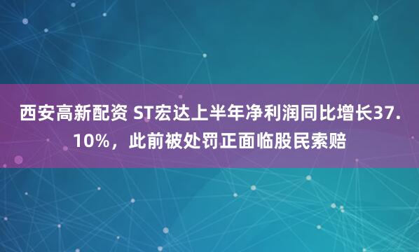 西安高新配资 ST宏达上半年净利润同比增长37.10%，此前被处罚正面临股民索赔